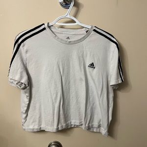 Cropped white stripped Adidas Tshirt. Good condition